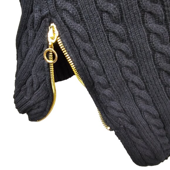 525 America Women's XS Sweater Cable Knit Crochet Black Turtleneck Whimsigoth - Picture 5 of 13